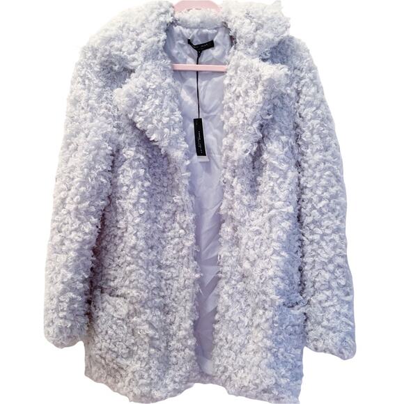 Romeo & Juliet Couture Jackets & Blazers - Romeo + Juliet Couture Grey Blue Faux Curly Fur Coat NWT